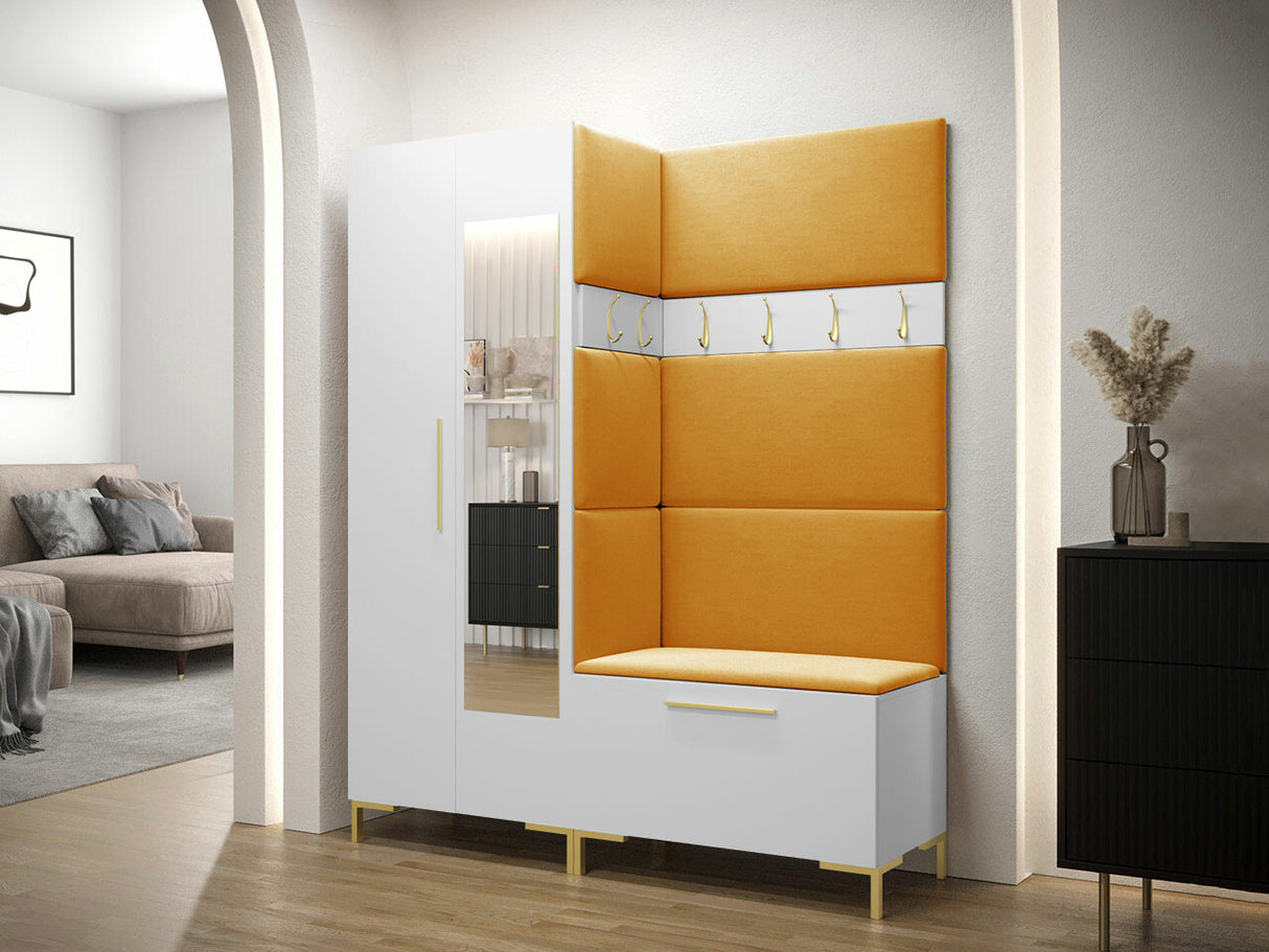 Előszoba garnitúra ZILION IX (Frunemfta IX), Keret színe: Fehér, Puha falpanel színe: Manila 32