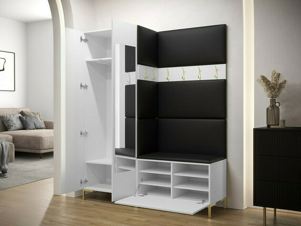 Előszoba garnitúra ZILION IX (Frunemfta IX), Keret színe: Fehér, Puha falpanel színe: Manila 32