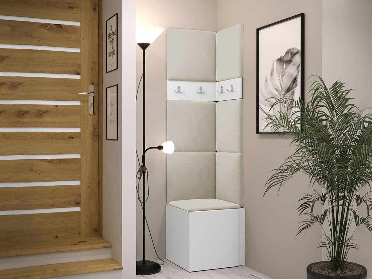 Előszoba garnitúra ORION XXI (Tavasz XXI), Keret színe: Fehér, Puha falpanel színe: Manila 02