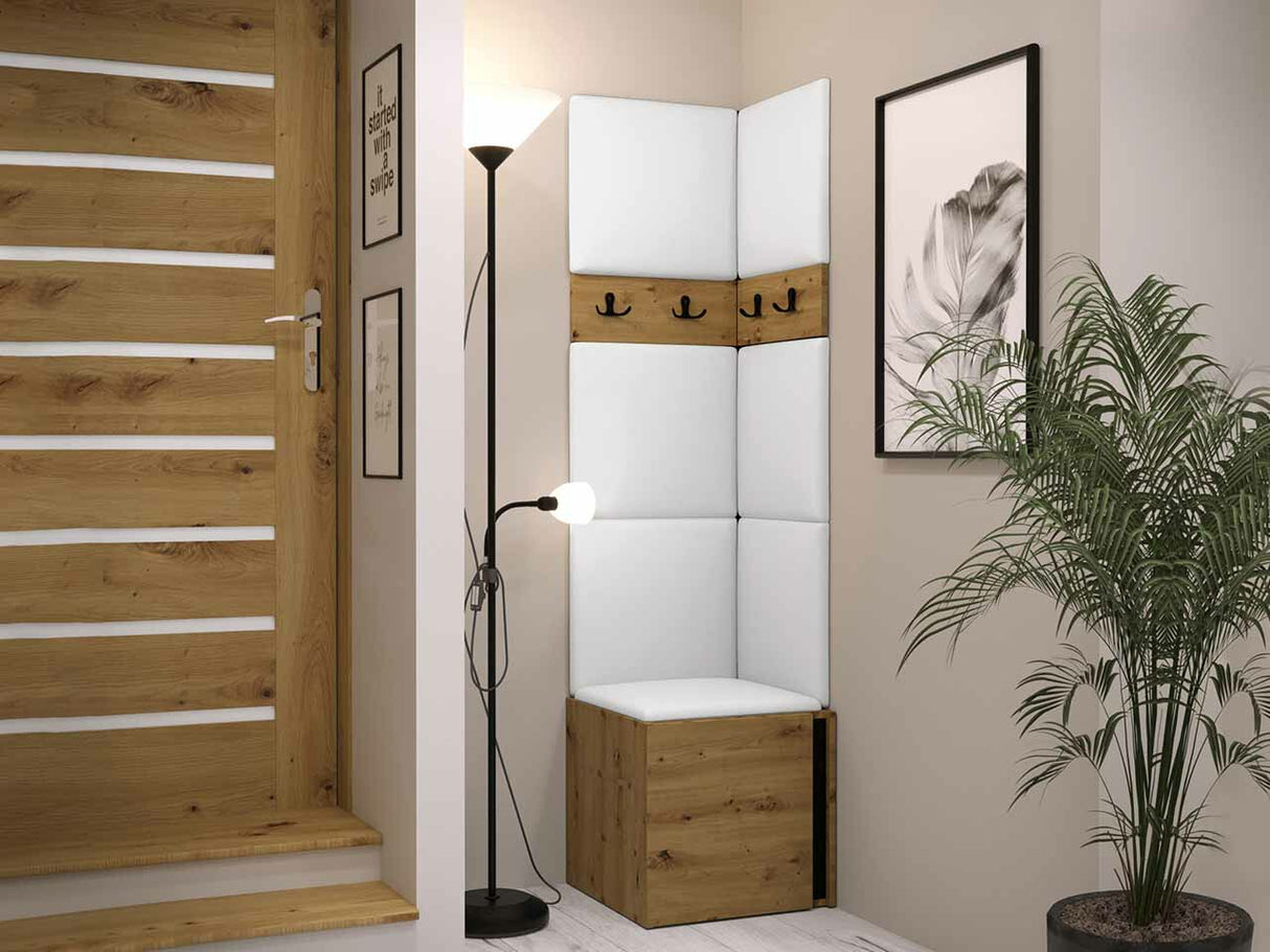 Előszoba garnitúra ORION XXI (Tavasz XXI), Keret színe: Artisan tölgy + Fekete, Puha falpanel színe: Soft 017