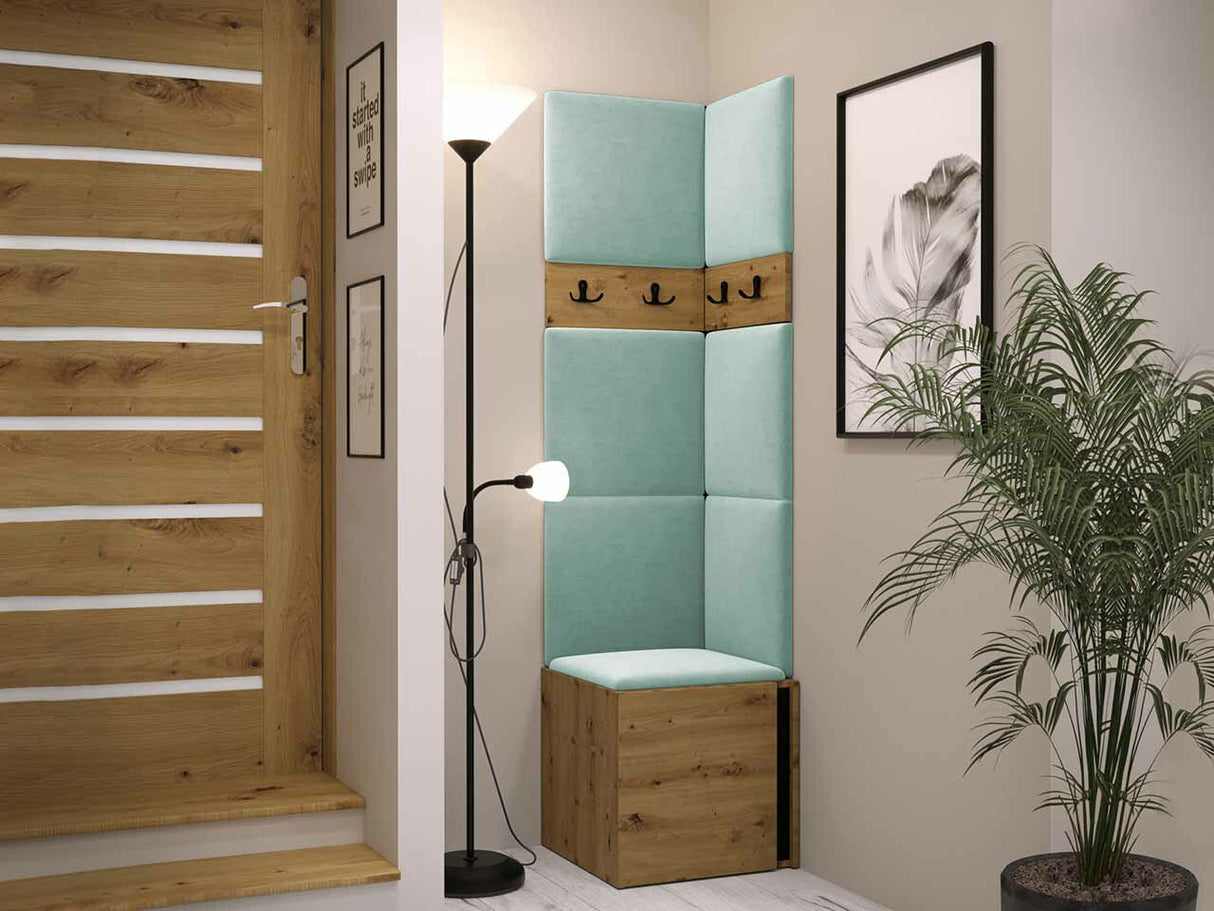 Előszoba garnitúra ORION XXI (Tavasz XXI), Keret színe: Artisan tölgy + Fekete, Puha falpanel színe: Manila 11