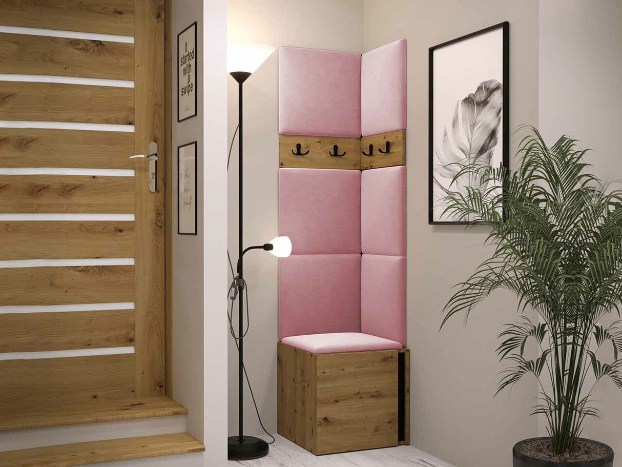 Előszoba garnitúra ORION XXI (Tavasz XXI), Keret színe: Artisan tölgy + Fekete, Puha falpanel színe: Manila 09