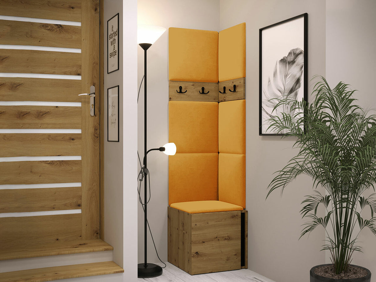 Előszoba garnitúra ORION XXI (Tavasz XXI), Keret színe: Artisan tölgy + Fekete, Puha falpanel színe: Manila 32