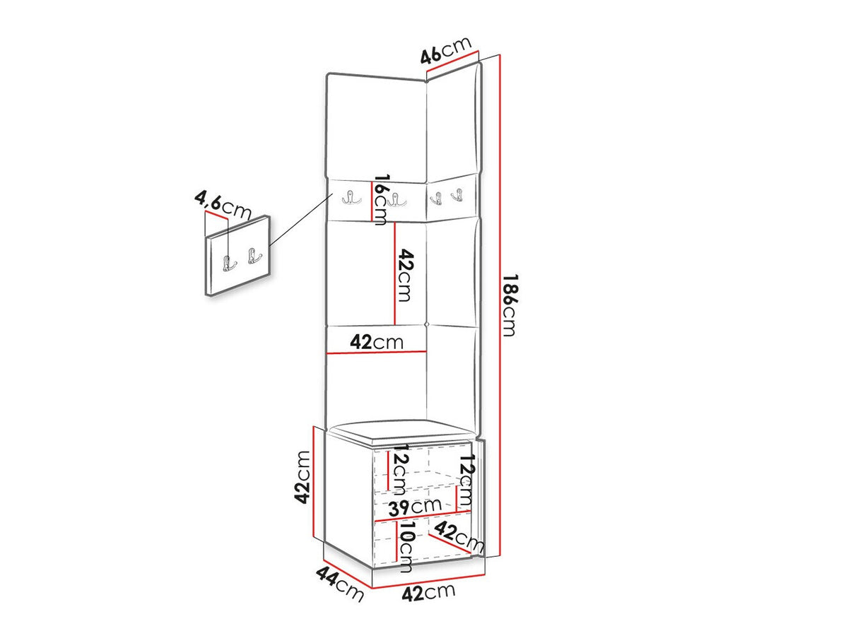 Előszoba garnitúra ORION XXI (Tavasz XXI), Keret színe: Fehér, Puha falpanel színe: Soft 017
