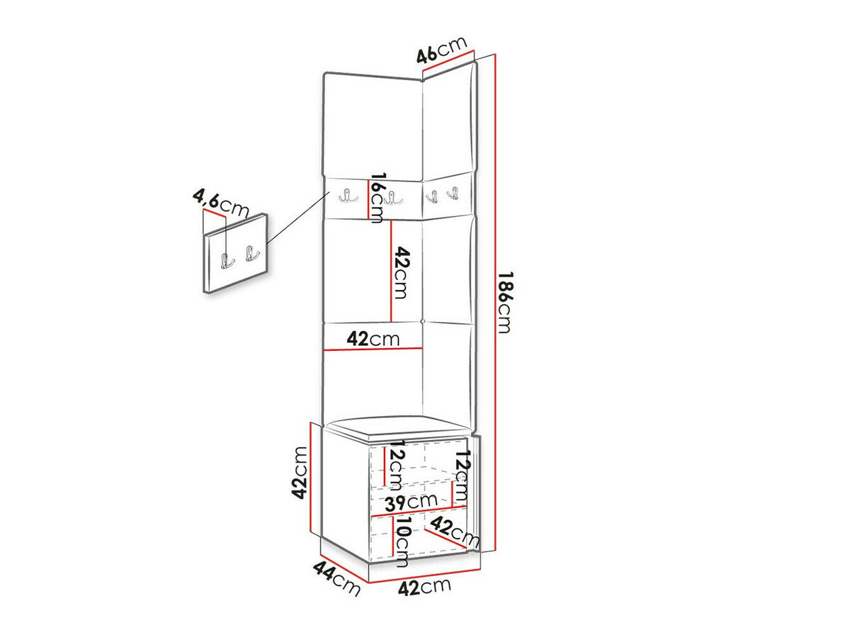 Előszoba garnitúra ORION XXI (Tavasz XXI), Keret színe: Artisan tölgy + Fekete, Puha falpanel színe: Manila 11
