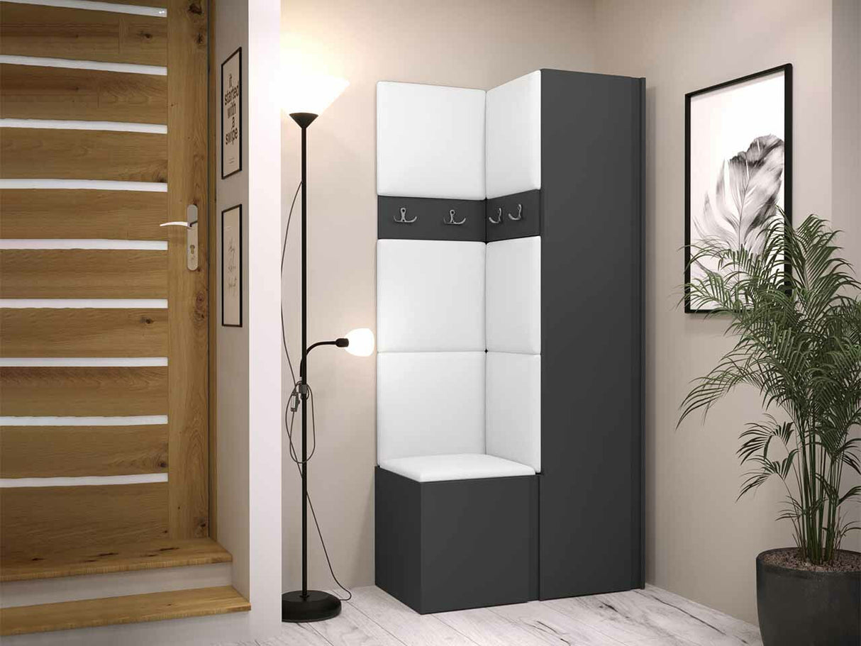 Előszoba garnitúra ORION XXIV (Tavasz XXIV), Keret színe: Grafit, Puha falpanel színe: Soft 017