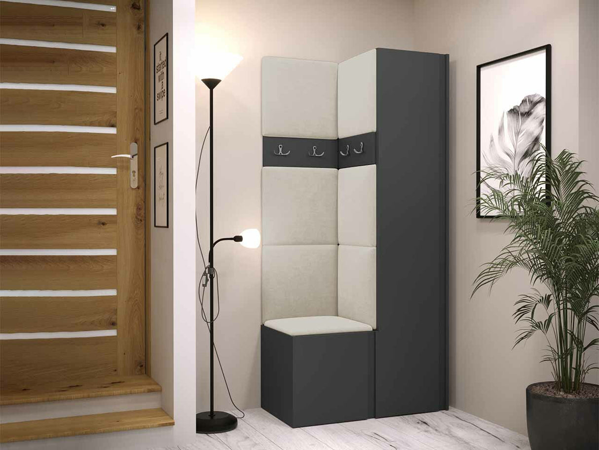 Előszoba garnitúra ORION XXIV (Tavasz XXIV), Keret színe: Grafit, Puha falpanel színe: Manila 02