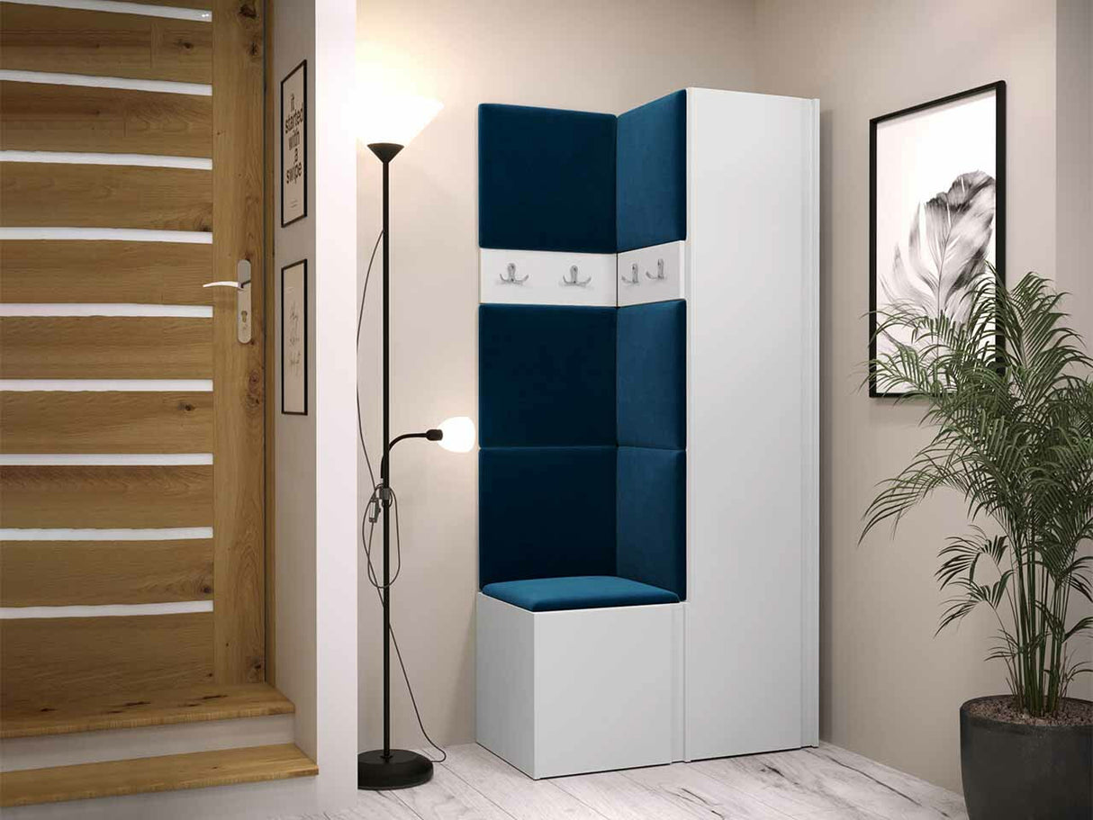 Előszoba garnitúra ORION XXIV (Tavasz XXIV), Keret színe: Fehér, Puha falpanel színe: Manila 26