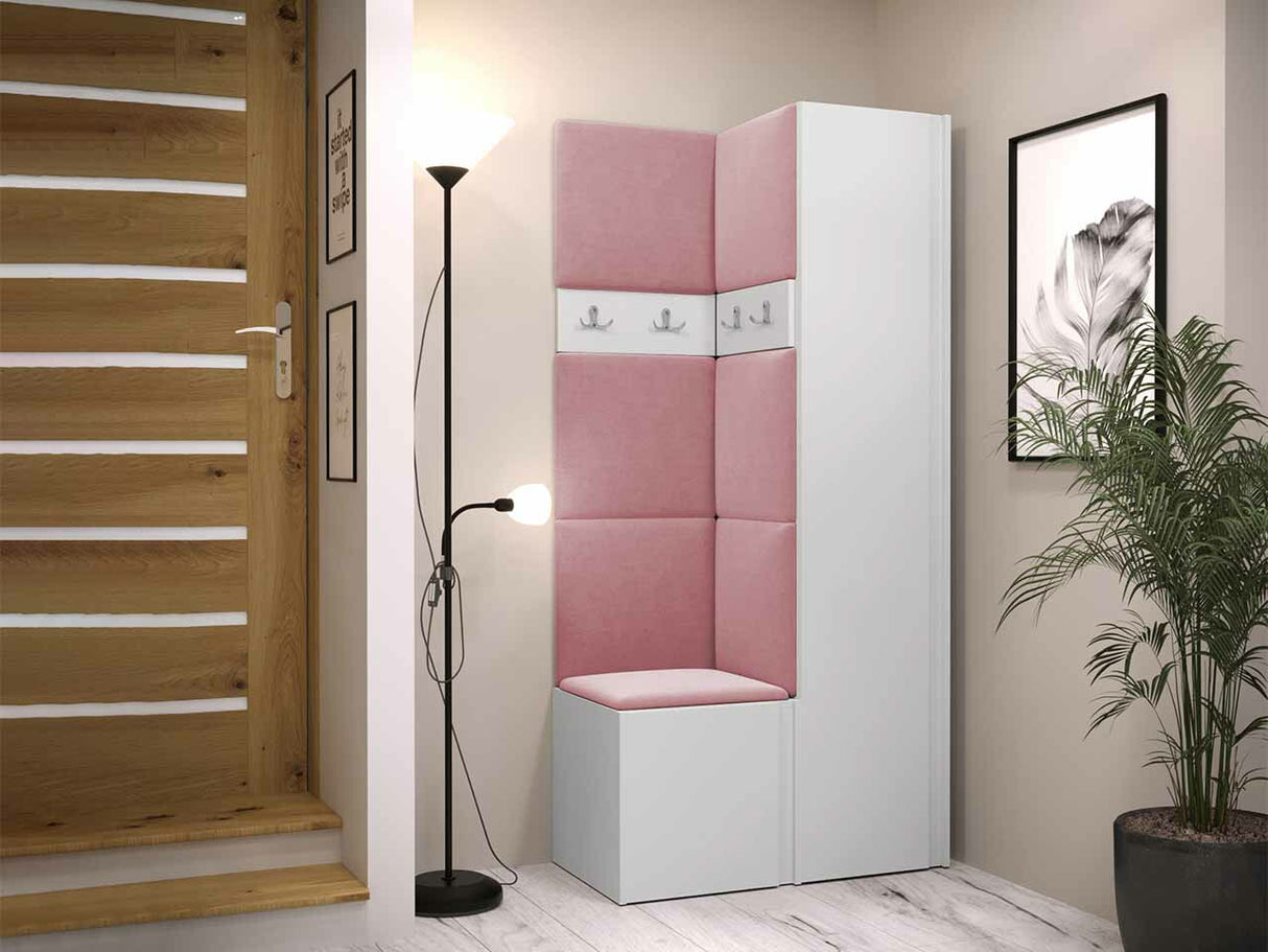 Előszoba garnitúra ORION XXIV (Tavasz XXIV), Keret színe: Fehér, Puha falpanel színe: Manila 09