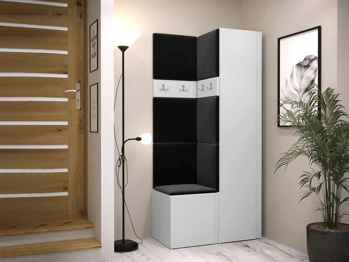 Előszoba garnitúra ORION XXIV (Tavasz XXIV), Keret színe: Fehér, Puha falpanel színe: Manila 18