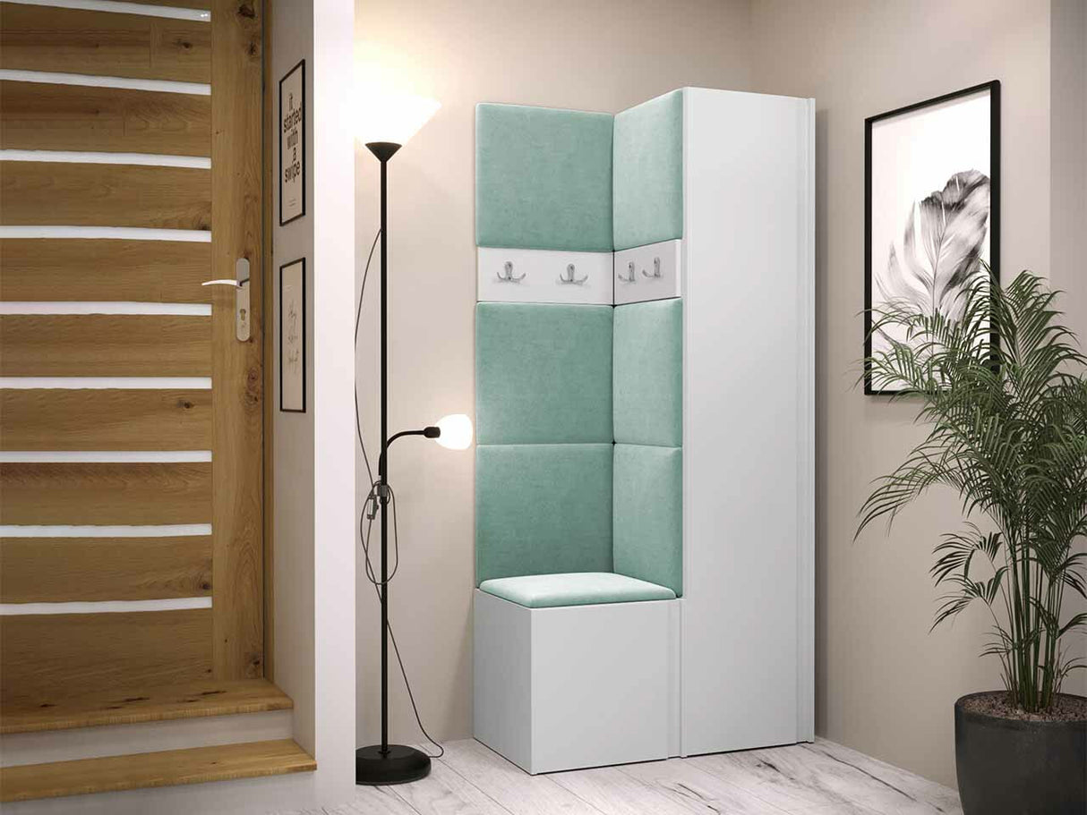 Előszoba garnitúra ORION XXIV (Tavasz XXIV), Keret színe: Fehér, Puha falpanel színe: Manila 11