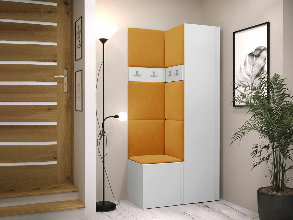 Előszoba garnitúra ORION XXIV (Tavasz XXIV), Keret színe: Fehér, Puha falpanel színe: Manila 32