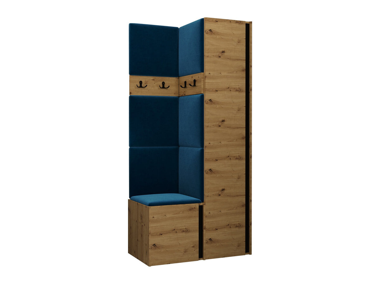 Előszoba garnitúra ORION XXIV (Tavasz XXIV), Keret színe: Artisan tölgy + Fekete, Puha falpanel színe: Manila 26