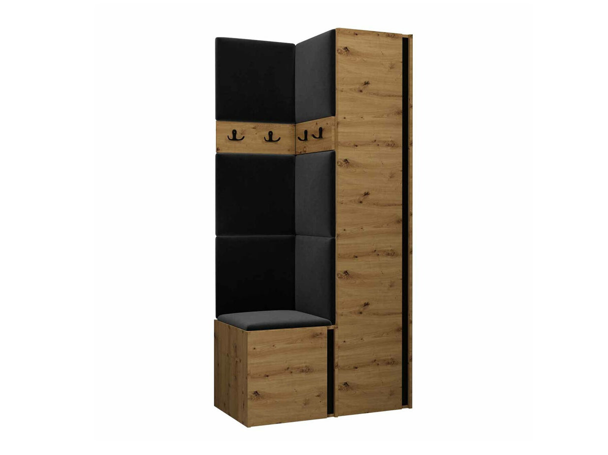 Előszoba garnitúra ORION XXIV (Tavasz XXIV), Keret színe: Artisan tölgy + Fekete, Puha falpanel színe: Manila 18