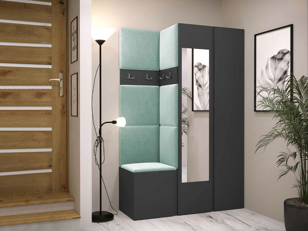 Előszoba garnitúra ORION XXVI (Tavasz XXVI), Keret színe: Grafit, Puha falpanel színe: Manila 11