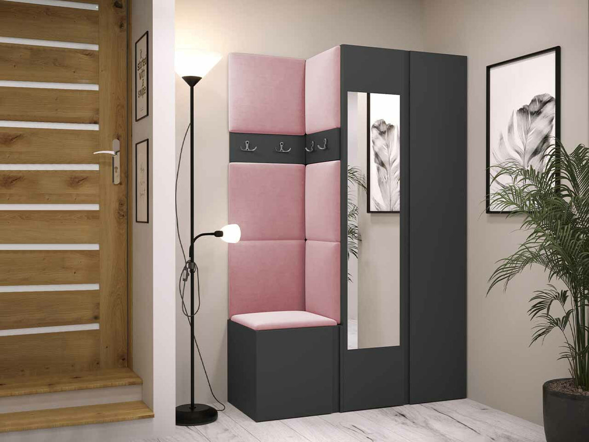 Előszoba garnitúra ORION XXVI (Tavasz XXVI), Keret színe: Grafit, Puha falpanel színe: Manila 09