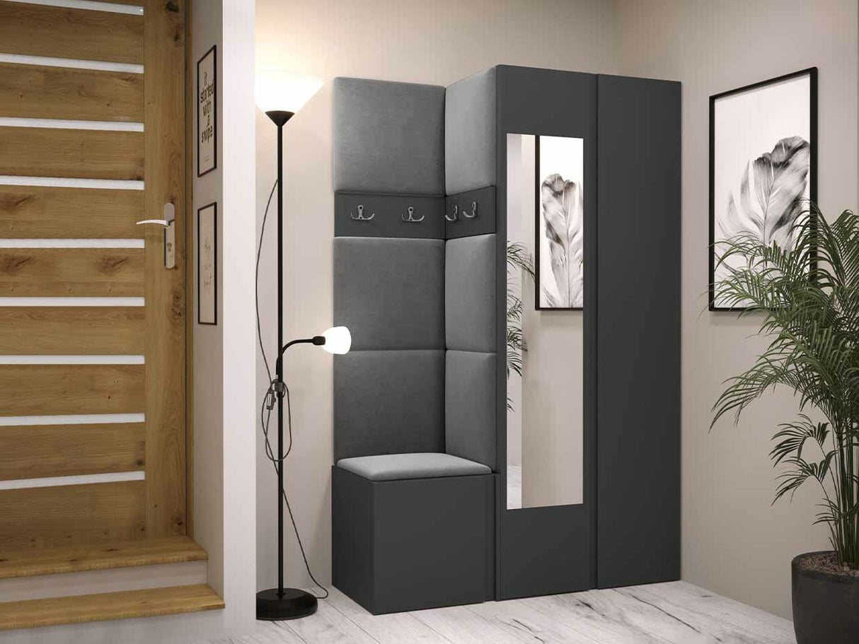 Előszoba garnitúra ORION XXVI (Tavasz XXVI), Keret színe: Grafit, Puha falpanel színe: Manila 16