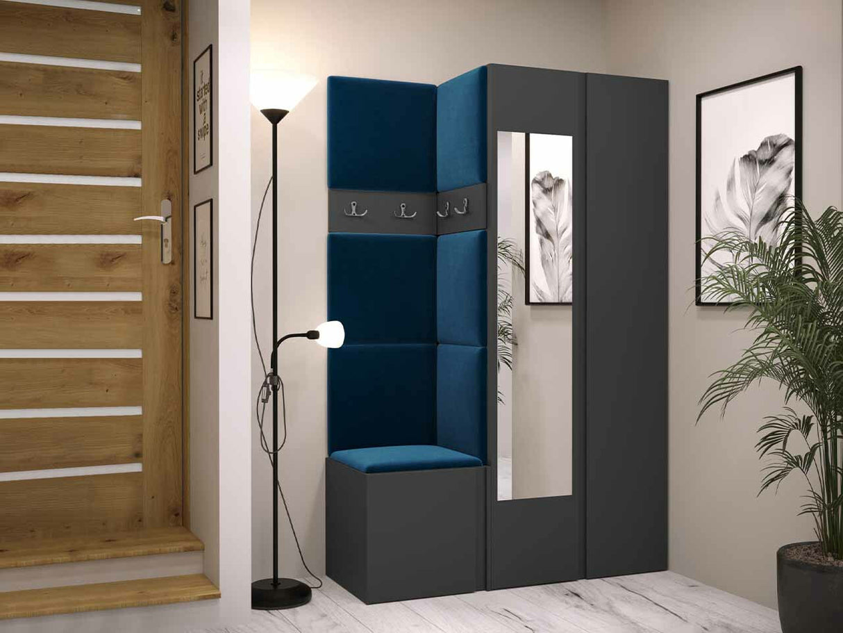 Előszoba garnitúra ORION XXVI (Tavasz XXVI), Keret színe: Grafit, Puha falpanel színe: Manila 26