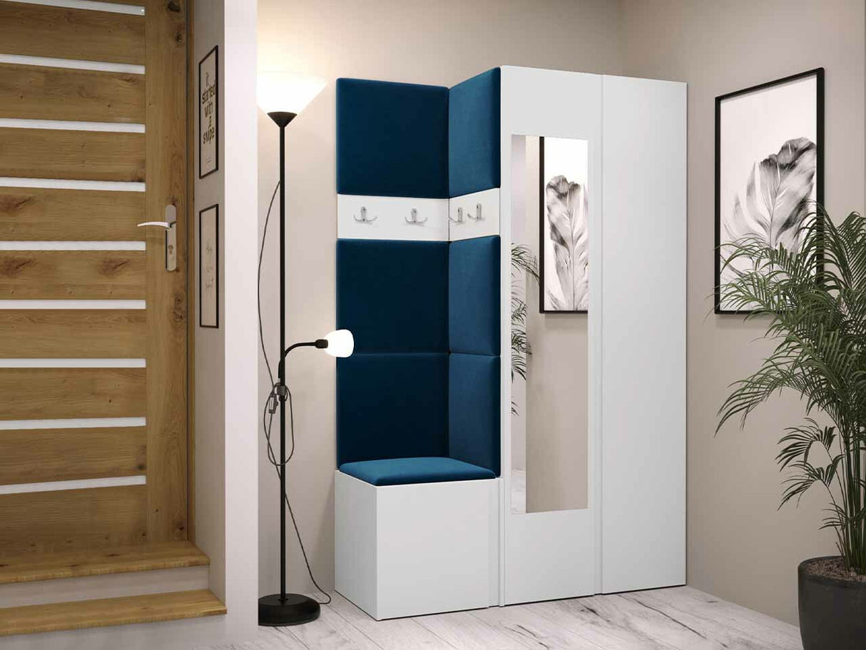 Előszoba garnitúra ORION XXVI (Tavasz XXVI), Keret színe: Fehér, Puha falpanel színe: Manila 26