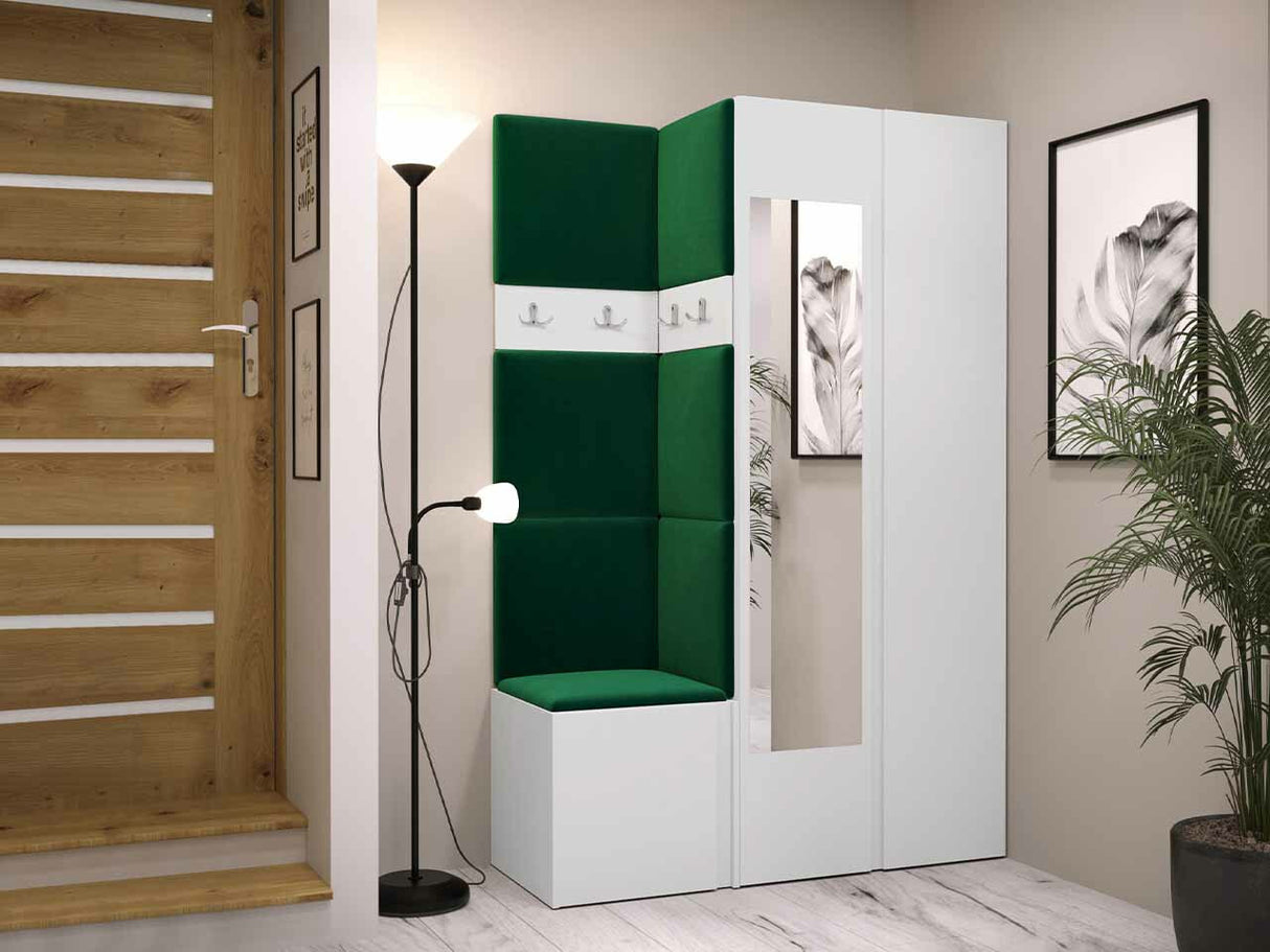 Előszoba garnitúra ORION XXVI (Tavasz XXVI), Keret színe: Fehér, Puha falpanel színe: Manila 35