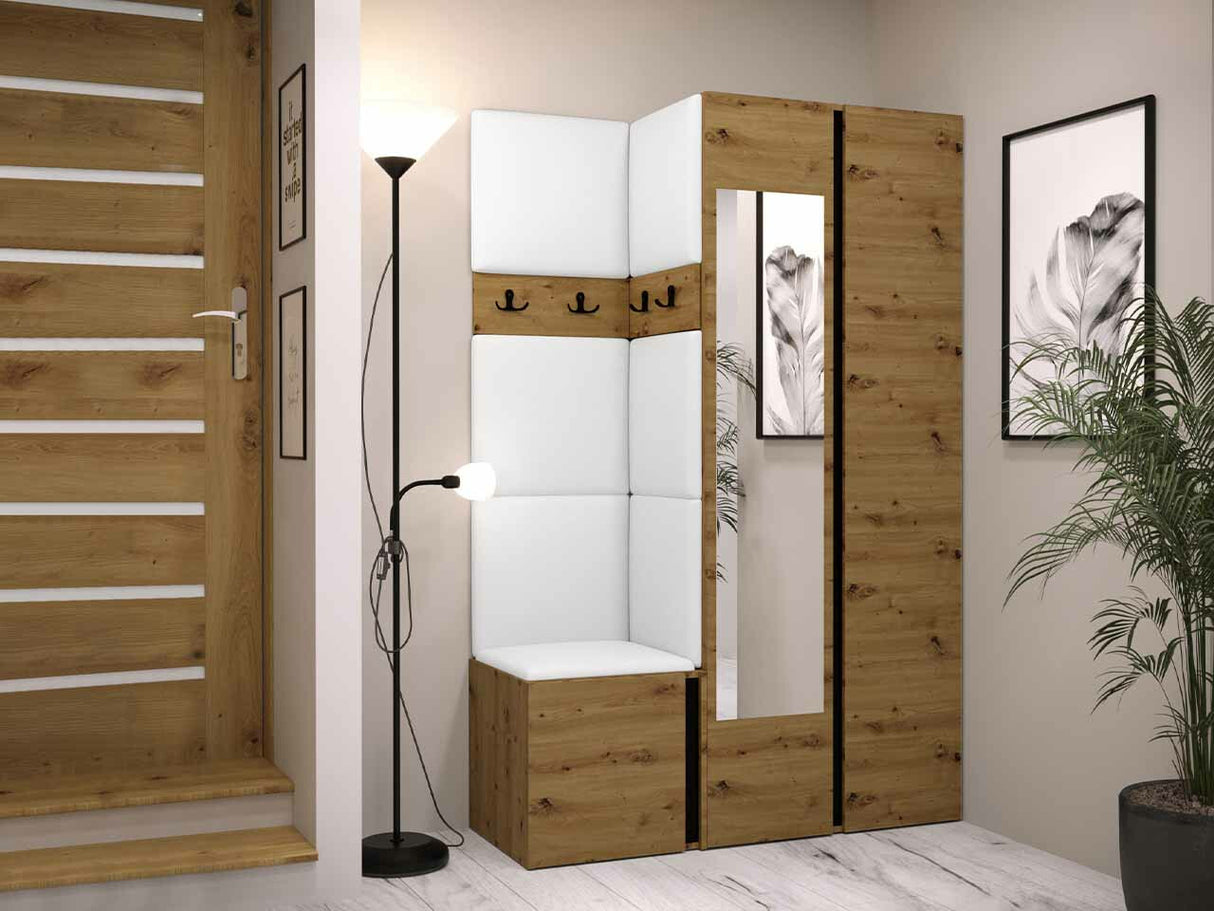 Előszoba garnitúra ORION XXVI (Tavasz XXVI), Keret színe: Artisan tölgy + Fekete, Puha falpanel színe: Soft 017