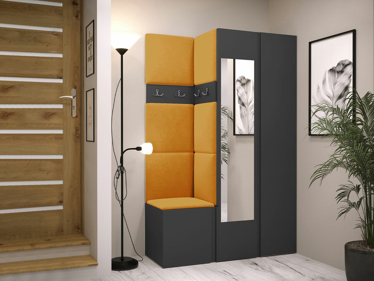 Előszoba garnitúra ORION XXVI (Tavasz XXVI), Keret színe: Grafit, Puha falpanel színe: Manila 32