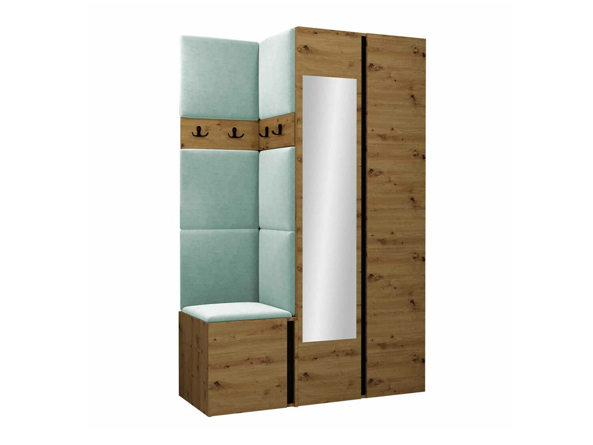 Előszoba garnitúra ORION XXVI (Tavasz XXVI), Keret színe: Artisan tölgy + Fekete, Puha falpanel színe: Manila 11