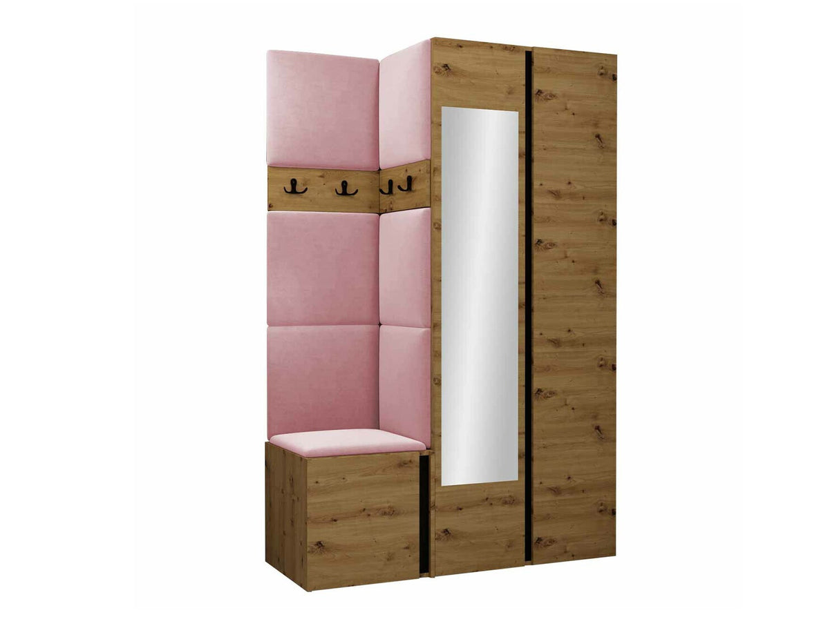 Előszoba garnitúra ORION XXVI (Tavasz XXVI), Keret színe: Artisan tölgy + Fekete, Puha falpanel színe: Manila 09