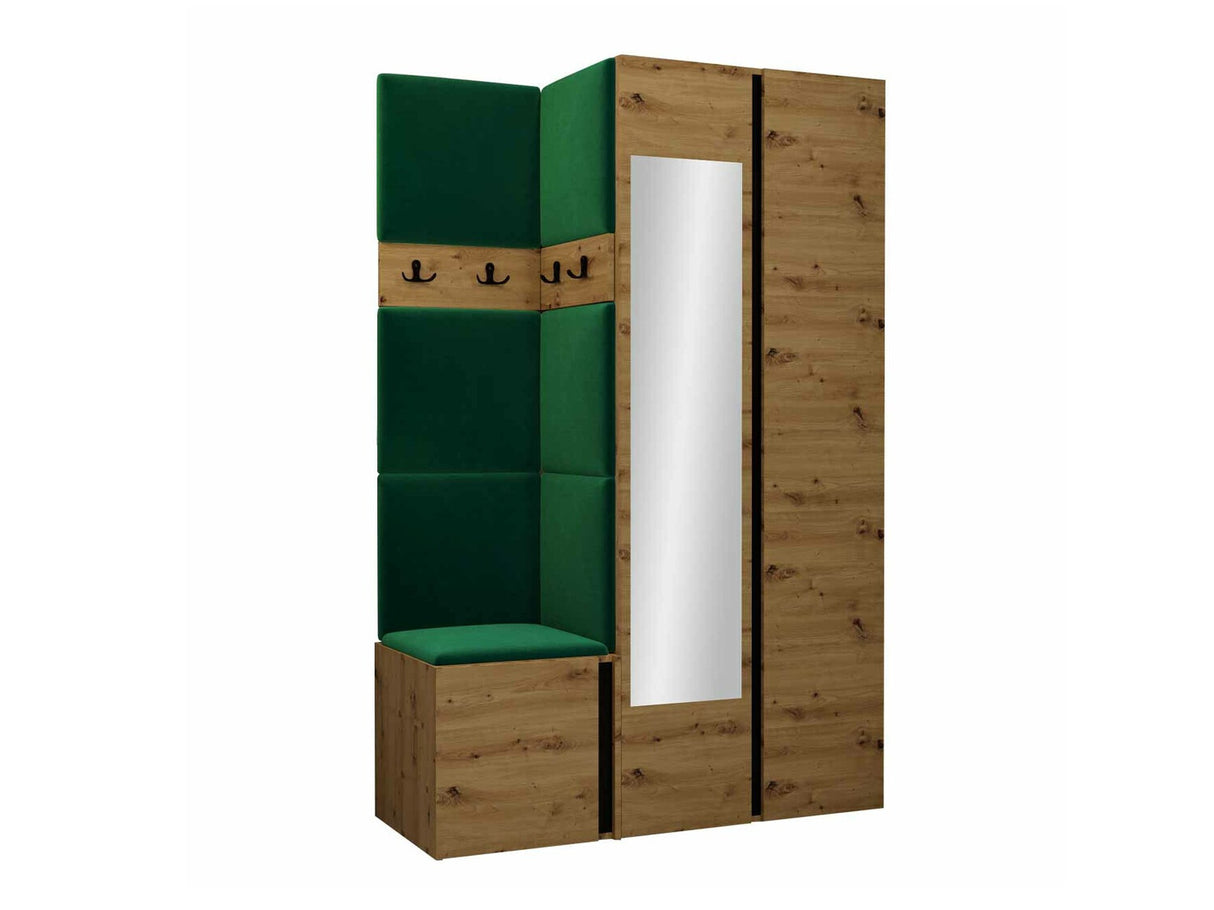 Előszoba garnitúra ORION XXVI (Tavasz XXVI), Keret színe: Artisan tölgy + Fekete, Puha falpanel színe: Manila 35