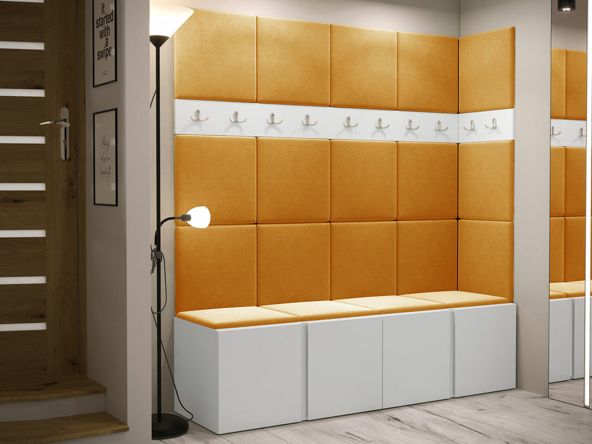 Előszoba garnitúra ORION II (Tavasz II), Keret színe: Fehér, Puha falpanel színe: Manila 32