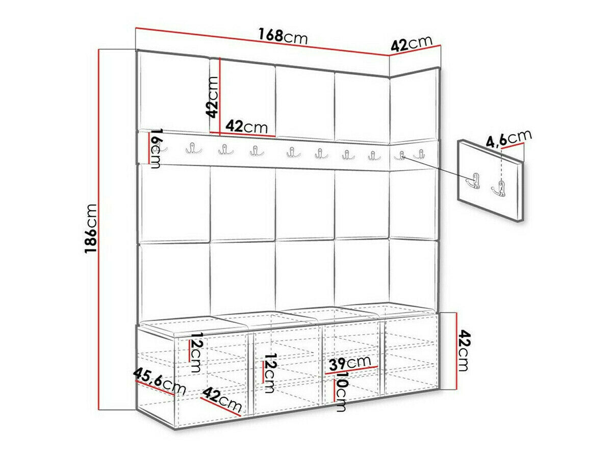 Előszoba garnitúra ORION II (Tavasz II), Keret színe: Artisan tölgy, Puha falpanel színe: Manila 32