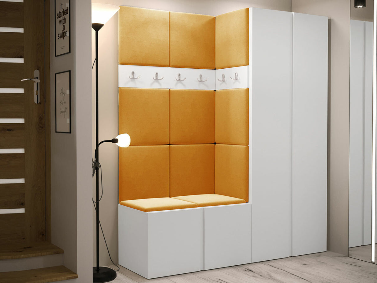 Előszoba garnitúra ORION III (Tavasz III), Keret színe: Fehér, Puha falpanel színe: Manila 32