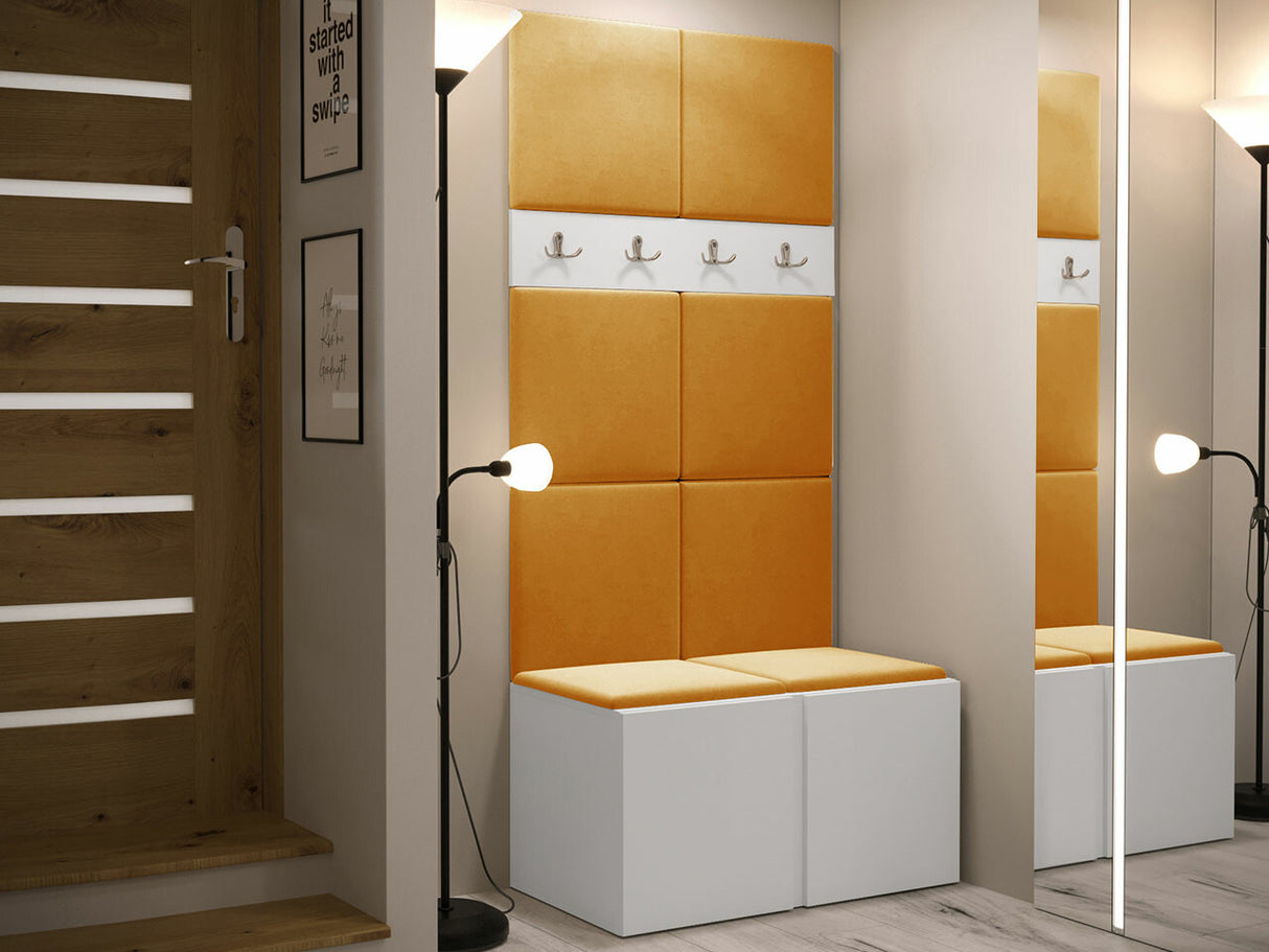 Előszoba garnitúra ORION IV (Tavasz IV), Keret színe: Fehér, Puha falpanel színe: Manila 32