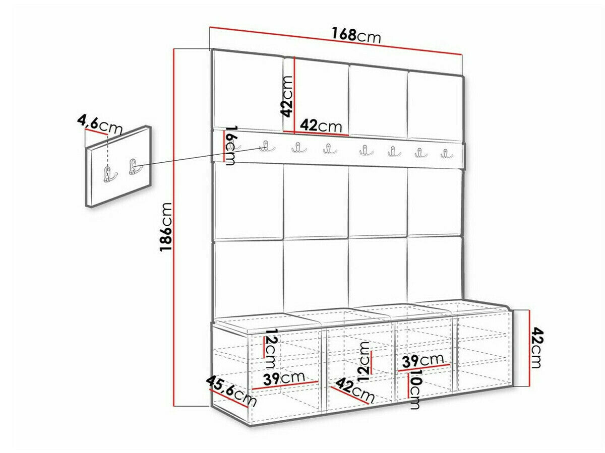 Előszoba garnitúra ORION V (Tavasz V), Keret színe: Grafit, Puha falpanel színe: Manila 32