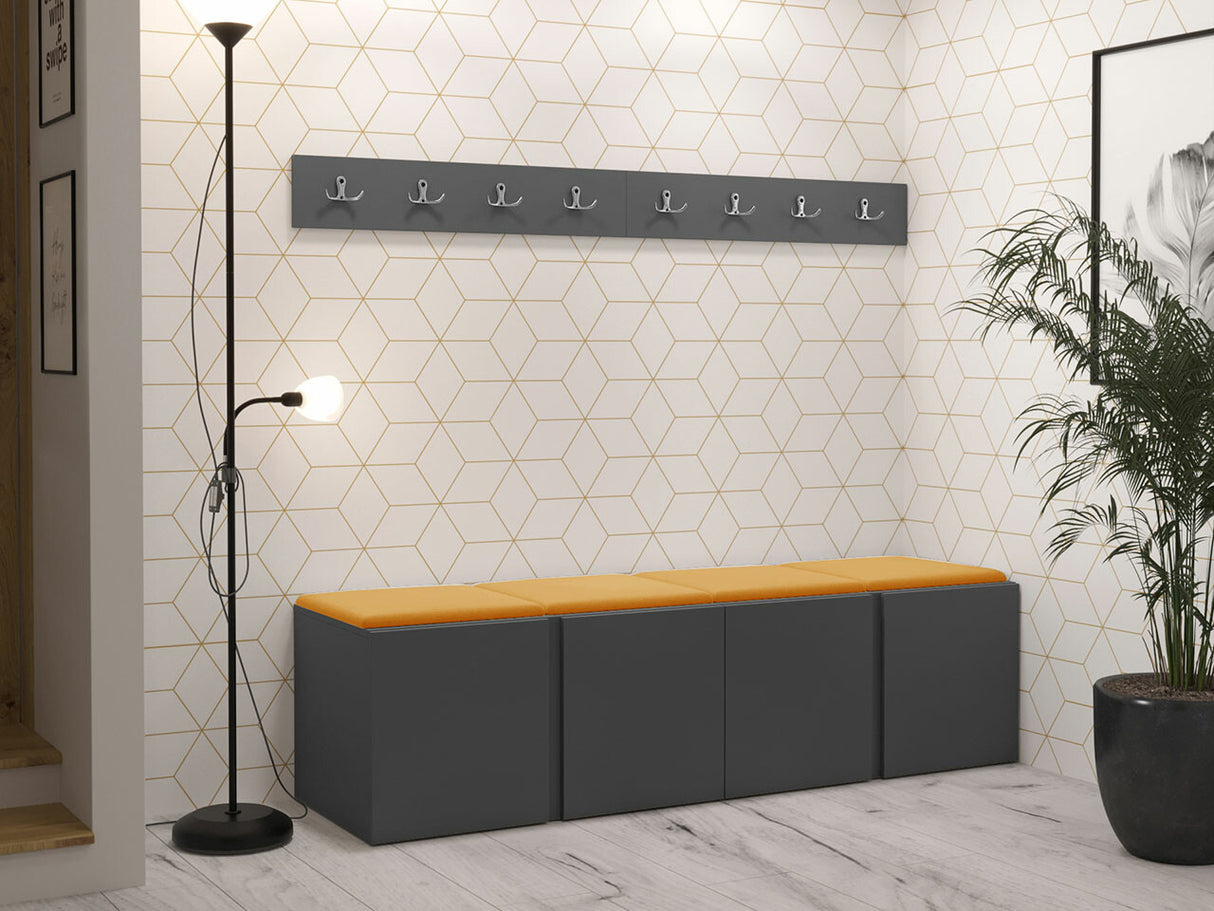 Előszoba garnitúra ORION VII (Tavasz VII), Keret színe: Grafit, Puha falpanel színe: Manila 32