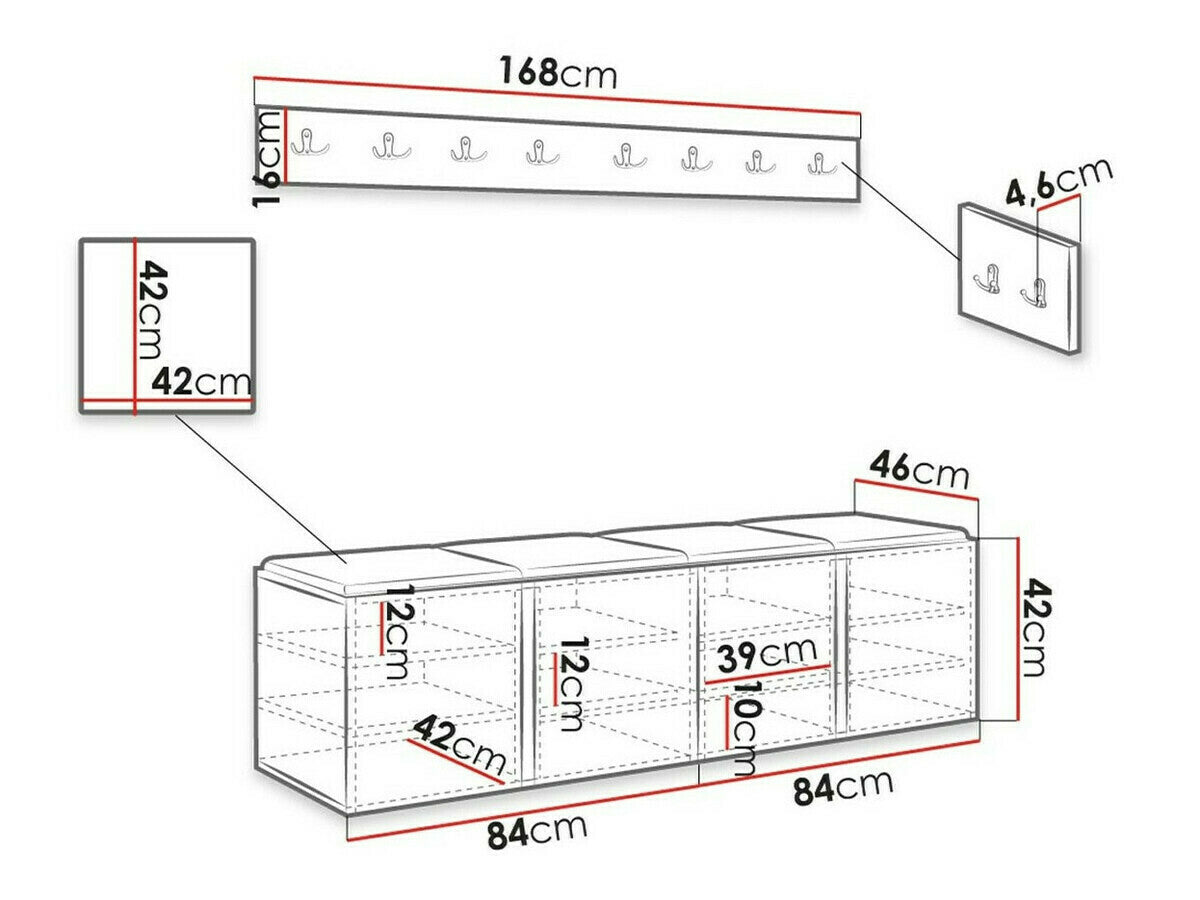 Előszoba garnitúra ORION VII (Tavasz VII), Keret színe: Fehér, Puha falpanel színe: Manila 32
