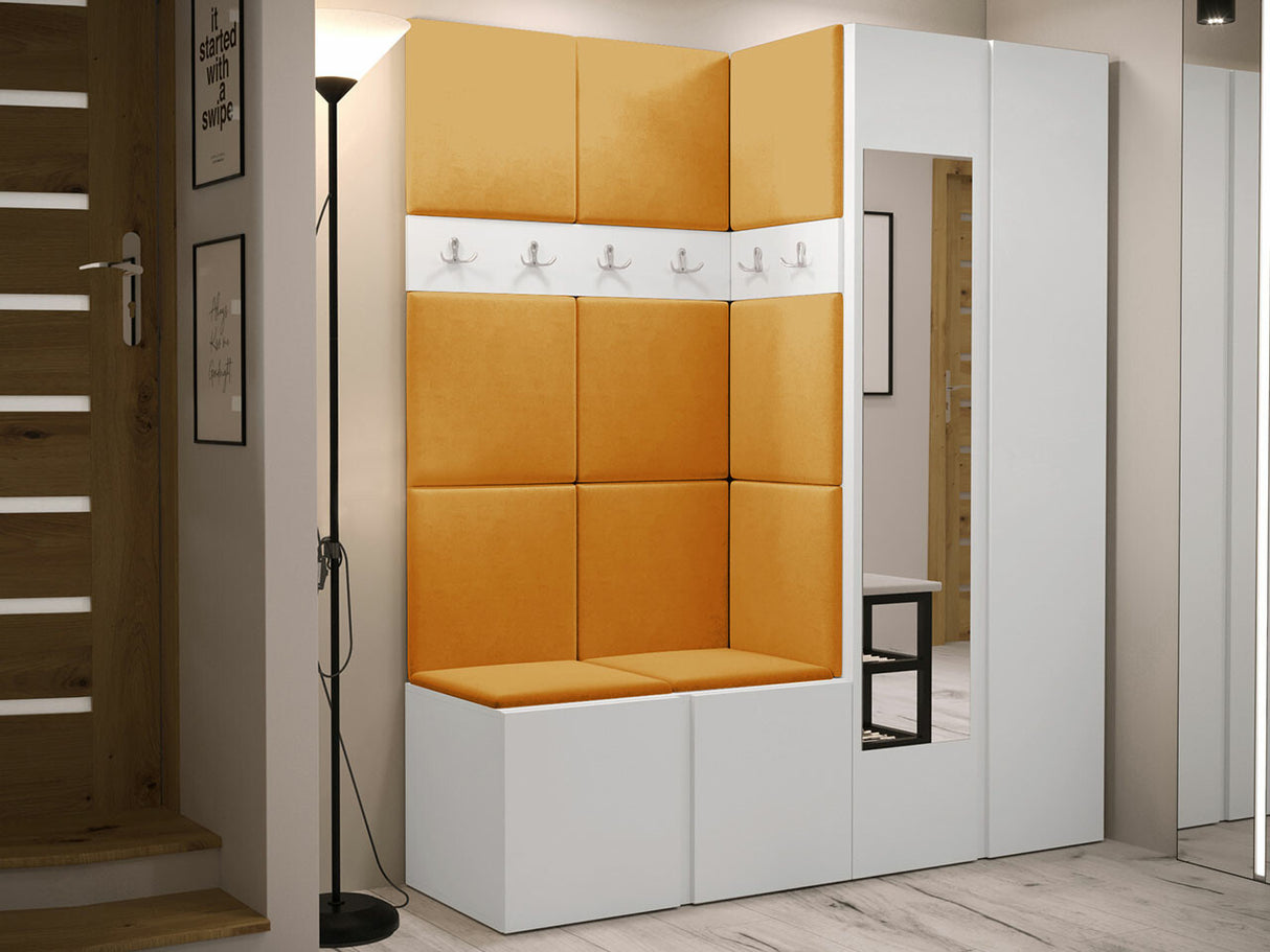 Előszoba garnitúra ORION XII (Tavasz XII), Keret színe: Fehér, Puha falpanel színe: Manila 32