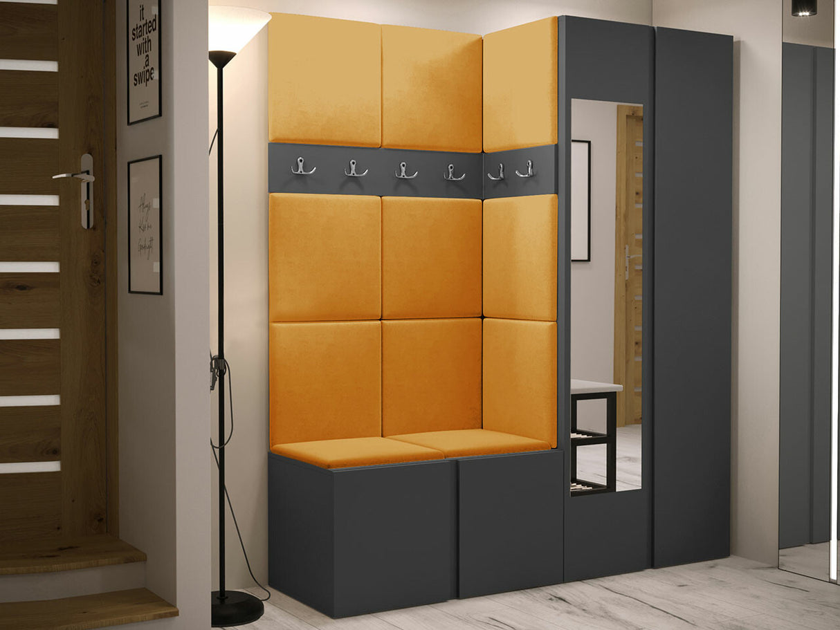 Előszoba garnitúra ORION XII (Tavasz XII), Keret színe: Grafit, Puha falpanel színe: Manila 32