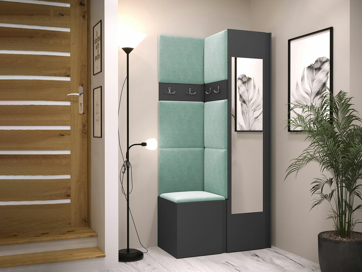 Előszoba garnitúra ORION XXV (Tavasz XXV), Keret színe: Grafit, Puha falpanel színe: Manila 11