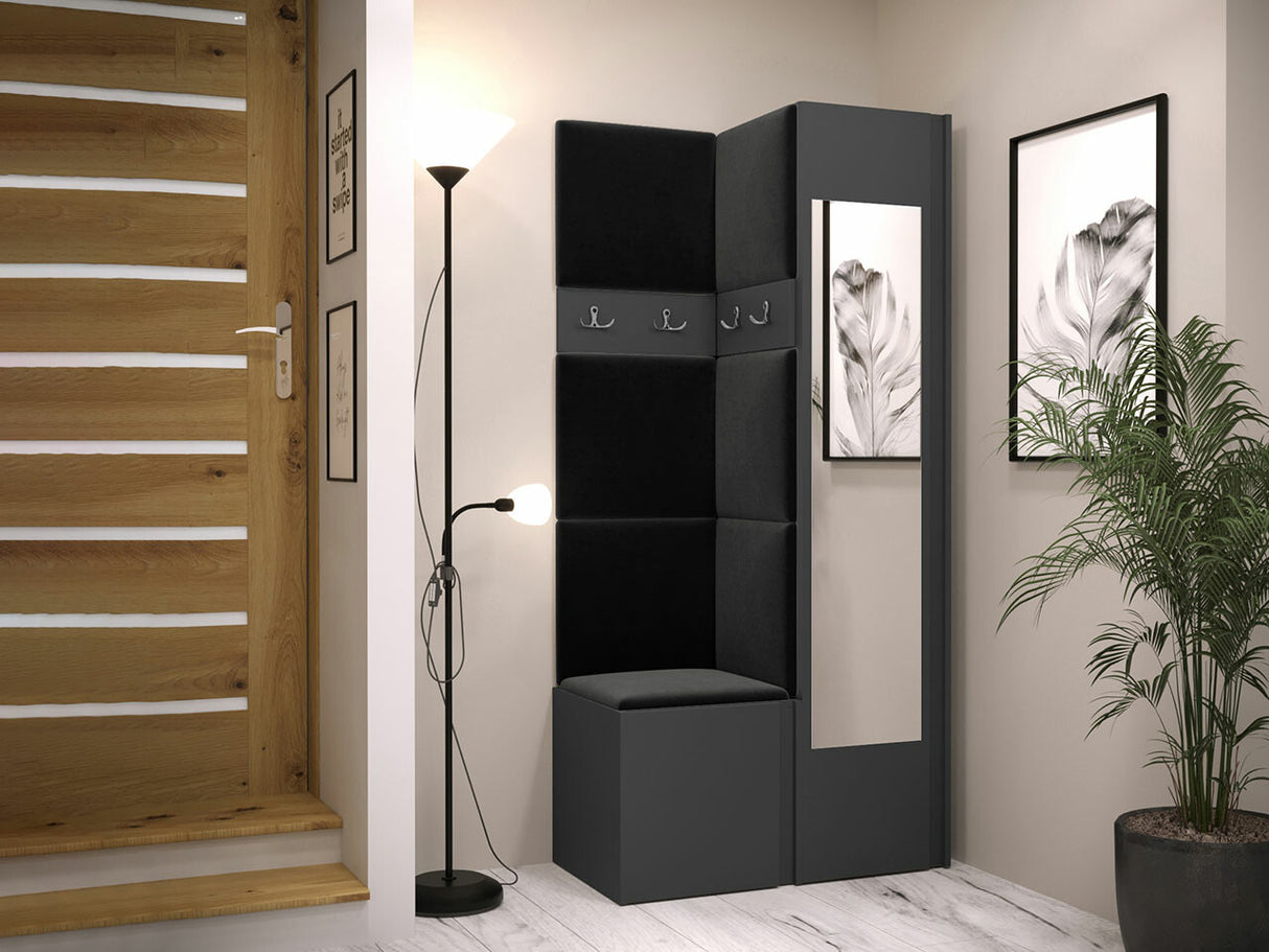 Előszoba garnitúra ORION XXV (Tavasz XXV), Keret színe: Grafit, Puha falpanel színe: Manila 18