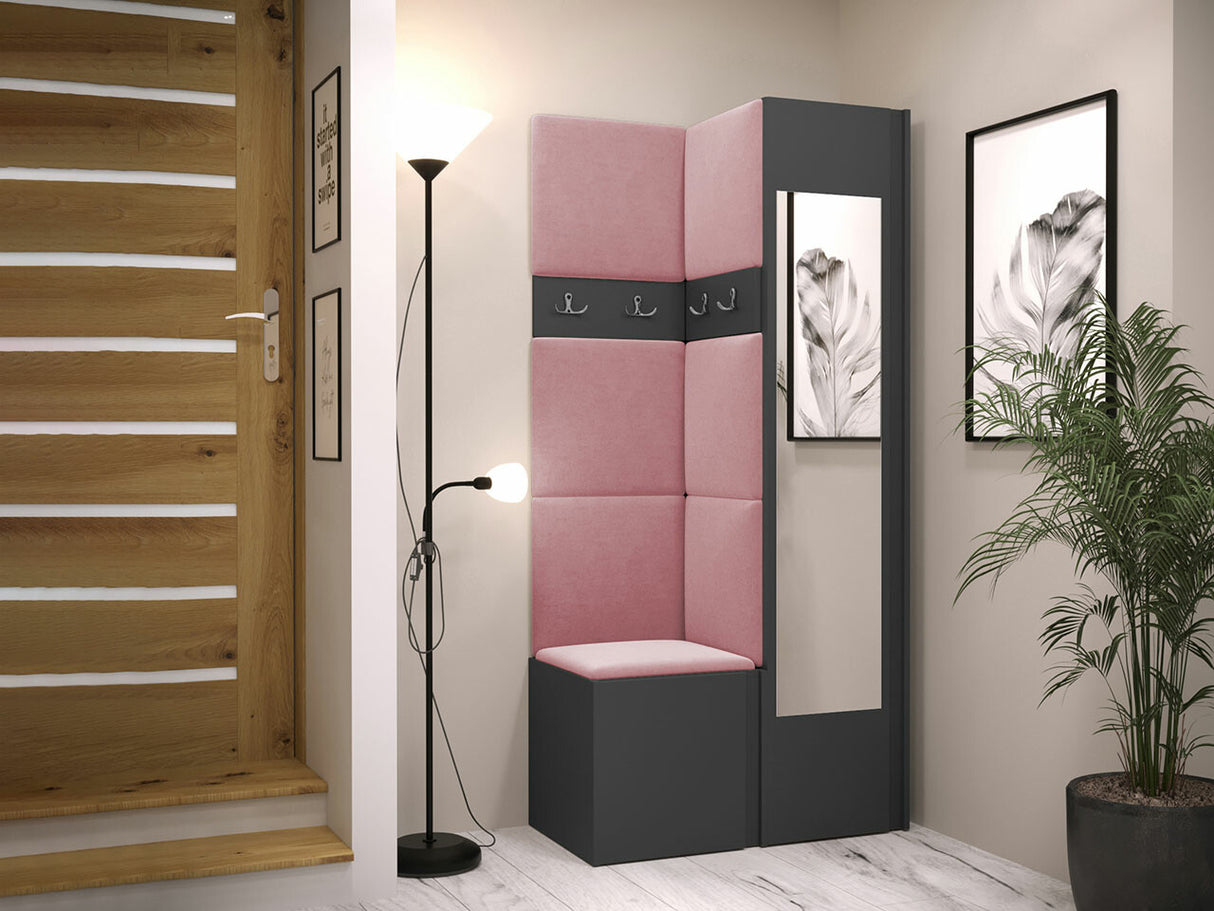 Előszoba garnitúra ORION XXV (Tavasz XXV), Keret színe: Grafit, Puha falpanel színe: Manila 09