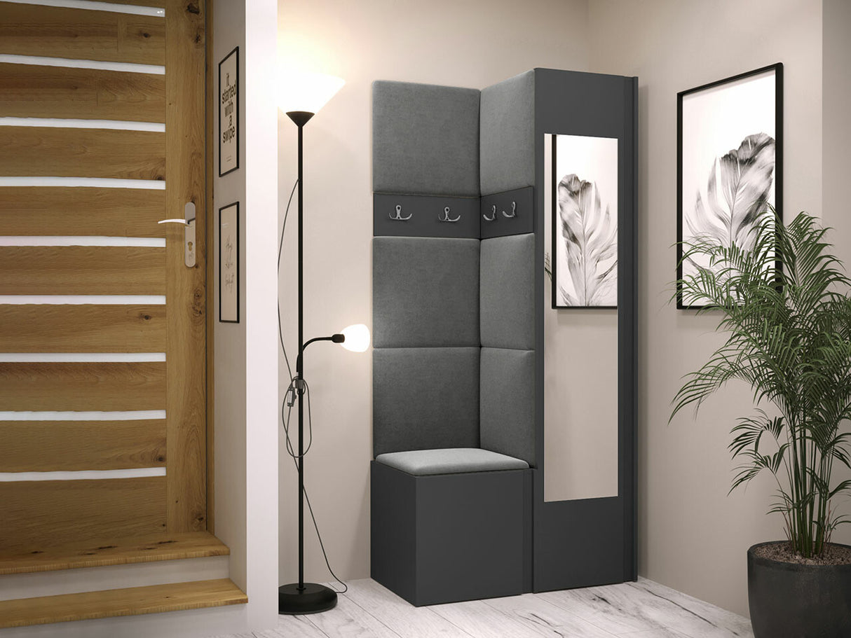 Előszoba garnitúra ORION XXV (Tavasz XXV), Keret színe: Grafit, Puha falpanel színe: Manila 16