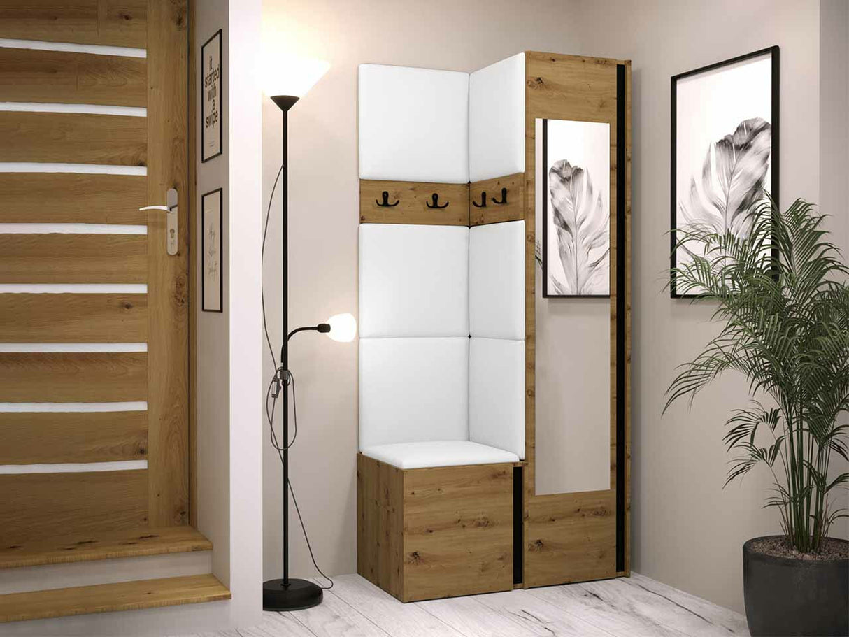 Előszoba garnitúra ORION XXV (Tavasz XXV), Keret színe: Artisan tölgy + Fekete, Puha falpanel színe: Soft 017