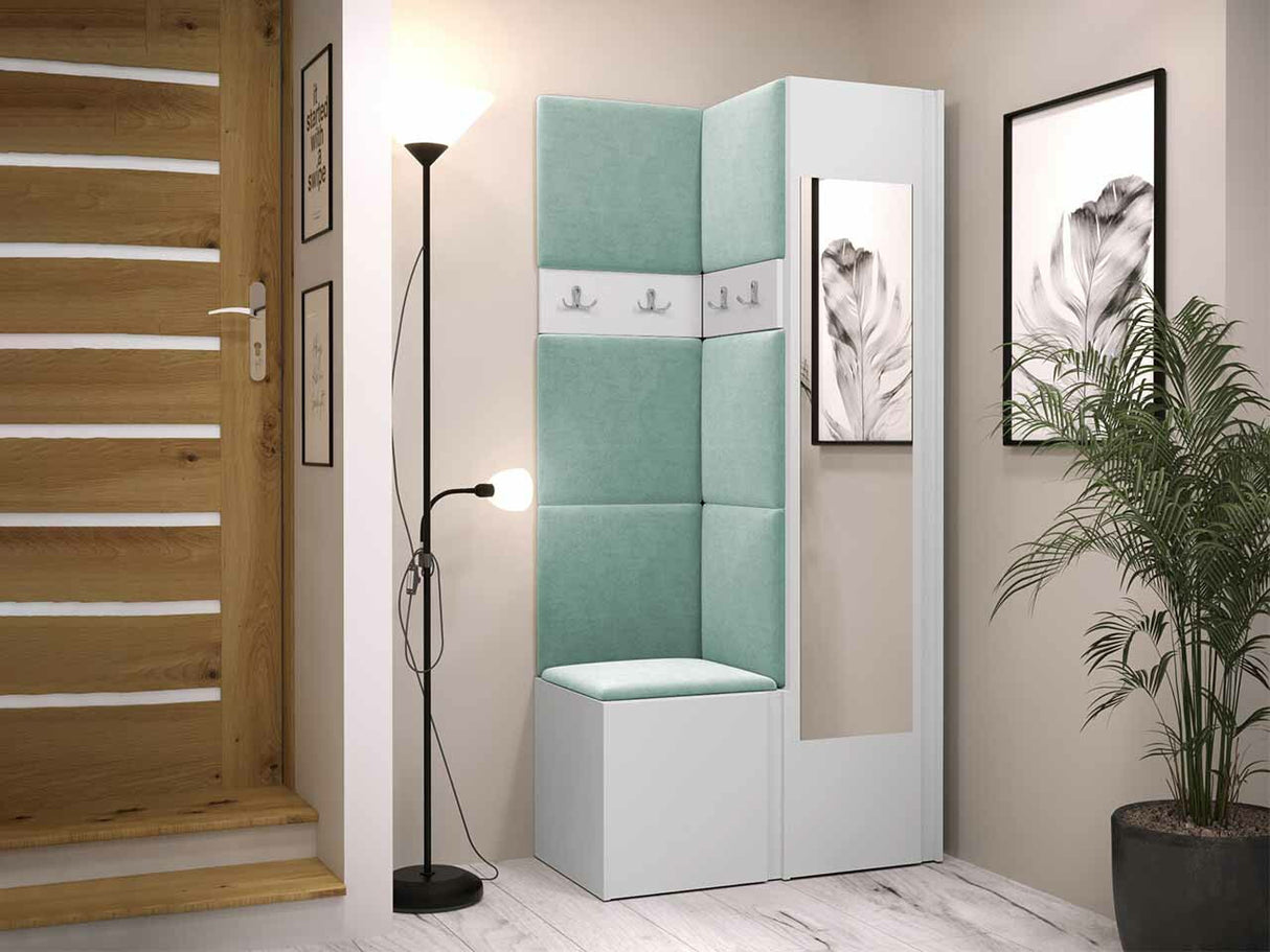 Előszoba garnitúra ORION XXV (Tavasz XXV), Keret színe: Fehér, Puha falpanel színe: Manila 11