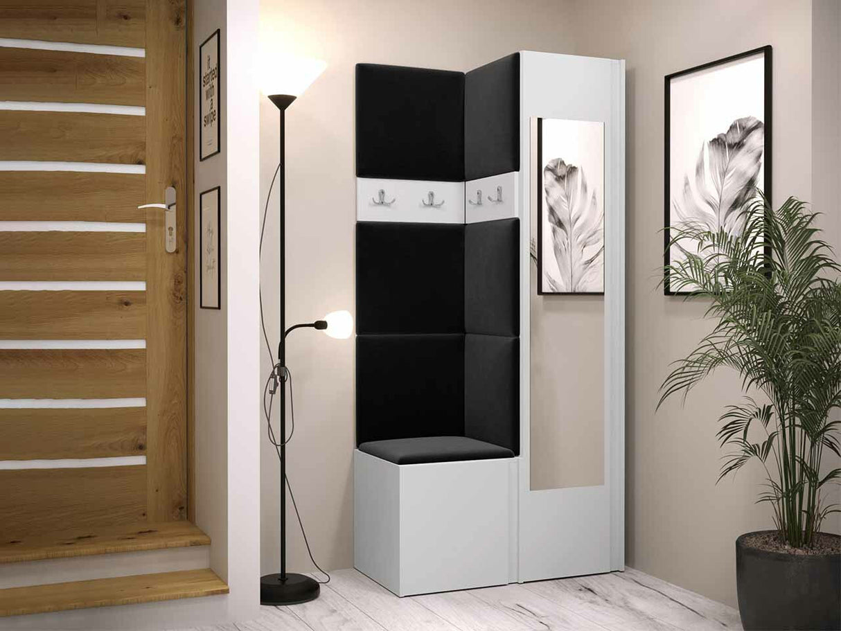 Előszoba garnitúra ORION XXV (Tavasz XXV), Keret színe: Fehér, Puha falpanel színe: Manila 18