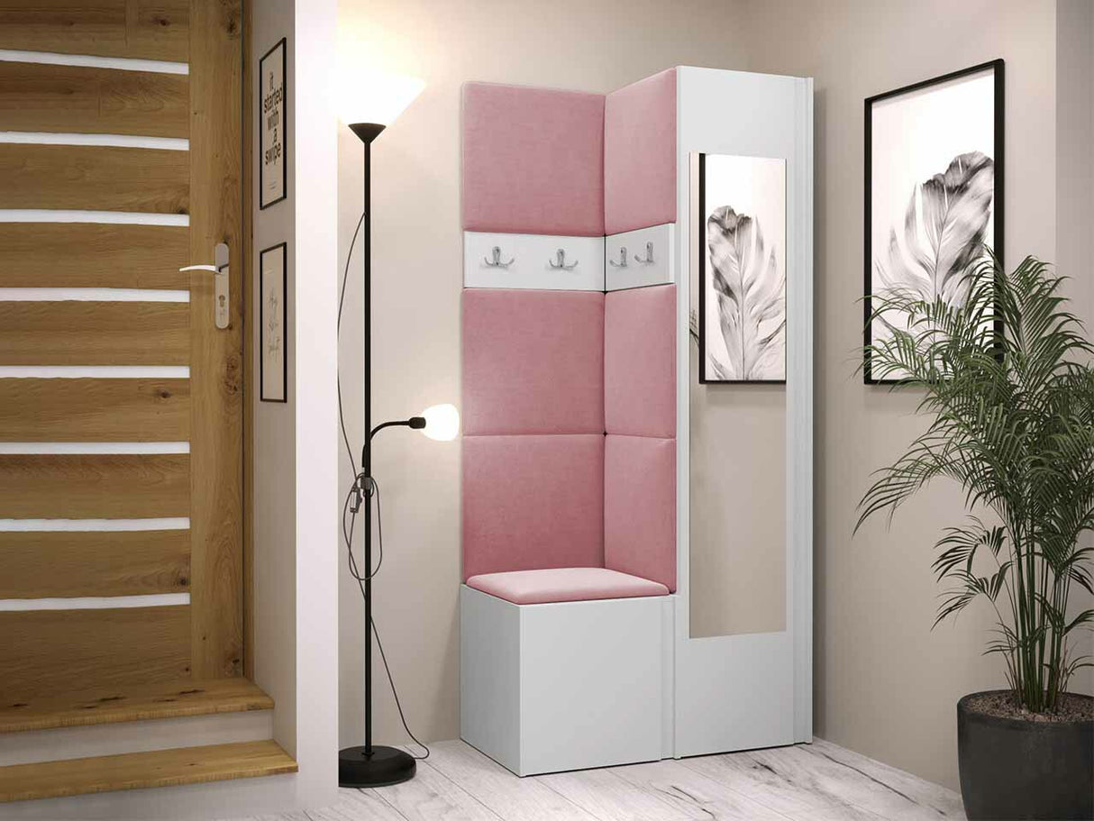 Előszoba garnitúra ORION XXV (Tavasz XXV), Keret színe: Fehér, Puha falpanel színe: Manila 09