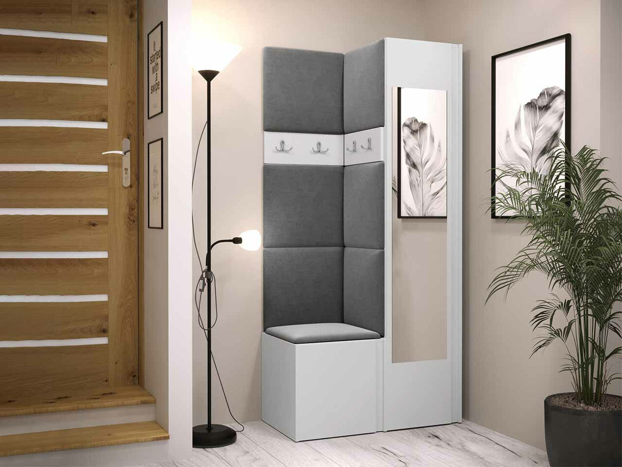 Előszoba garnitúra ORION XXV (Tavasz XXV), Keret színe: Fehér, Puha falpanel színe: Manila 16