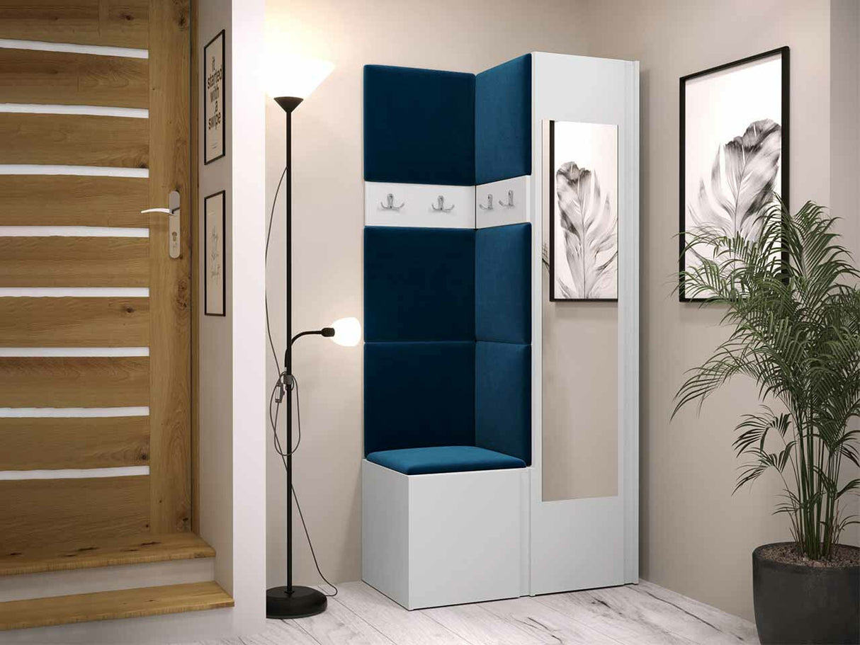 Előszoba garnitúra ORION XXV (Tavasz XXV), Keret színe: Fehér, Puha falpanel színe: Manila 26