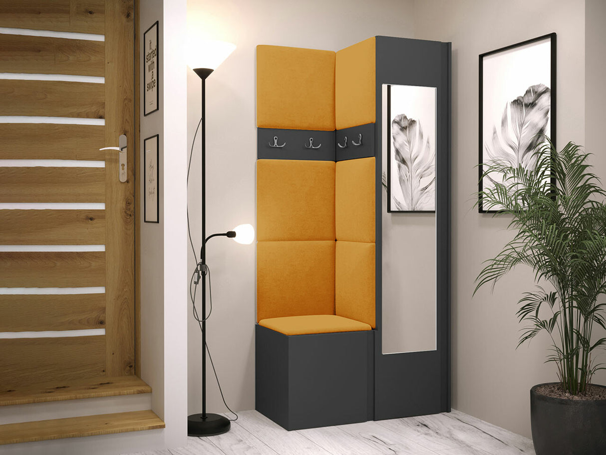 Előszoba garnitúra ORION XXV (Tavasz XXV), Keret színe: Grafit, Puha falpanel színe: Manila 32