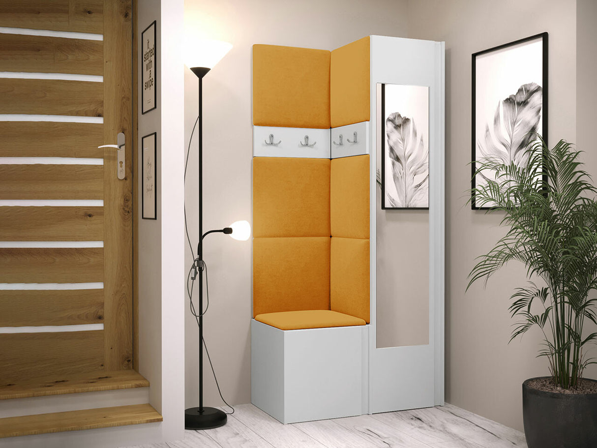 Előszoba garnitúra ORION XXV (Tavasz XXV), Keret színe: Fehér, Puha falpanel színe: Manila 32